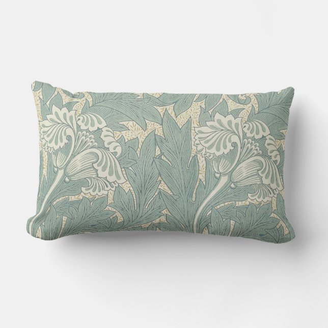 William Morris Klassieke Tulp Blauwe Bloem Kussen (Voorkant)