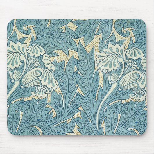William Morris Klassieke Tulp Blauwe Bloem Muismat (Voorkant)