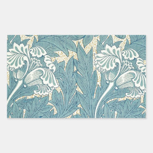 William Morris Klassieke Tulp Blauwe Bloem Rechthoekige Sticker