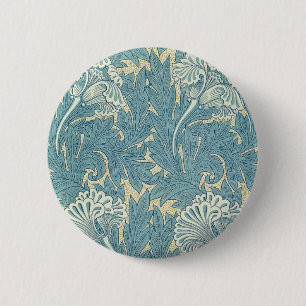 William Morris Klassieke Tulp Blauwe Bloem Ronde Button 5,7 Cm