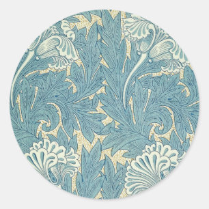 William Morris Klassieke Tulp Blauwe Bloem Ronde Sticker