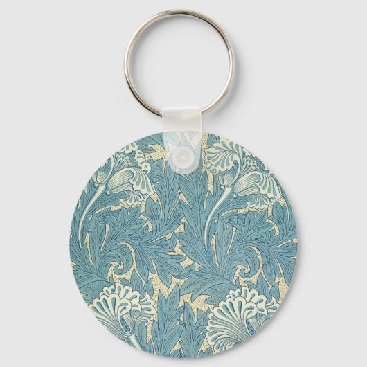 William Morris Klassieke Tulp Blauwe Bloem Sleutelhanger (Voorkant)