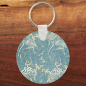William Morris Klassieke Tulp Blauwe Bloem Sleutelhanger (Voorkant)