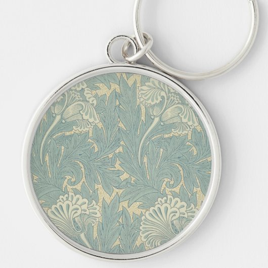 William Morris Klassieke Tulp Blauwe Bloem Sleutelhanger (Voorkant)