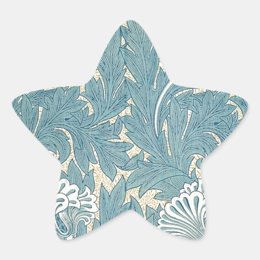 William Morris Klassieke Tulp Blauwe Bloem Ster Sticker (Voorkant)