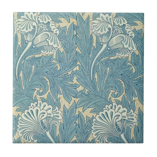 William Morris Klassieke Tulp Blauwe Bloem Tegeltje (Voorkant)