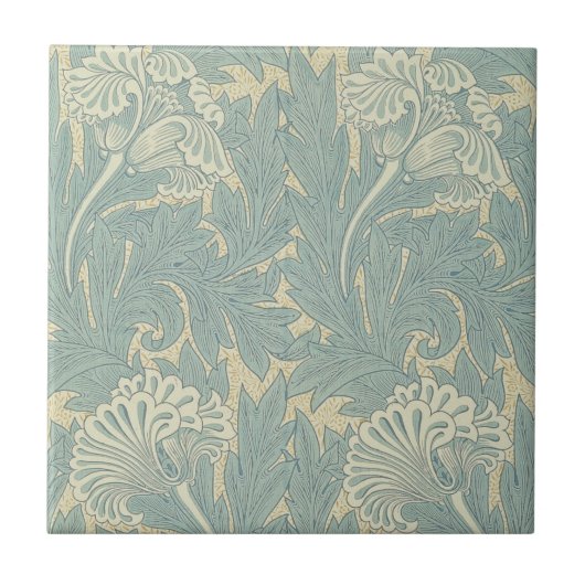 William Morris Klassieke Tulp Blauwe Bloem Tegeltje (Voorkant)