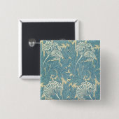 William Morris Klassieke Tulp Blauwe Bloem Vierkante Button 5,1 Cm (Voorkant /achterkant)