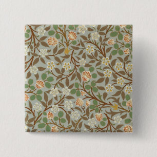 William Morris klaver botanische bloem Vierkante Button 5,1 Cm