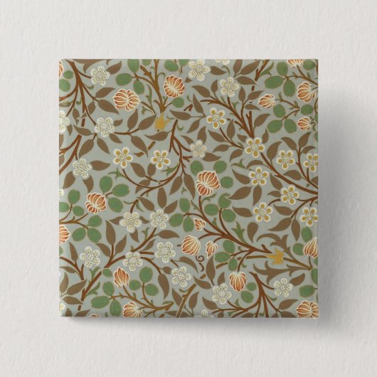 William Morris klaver botanische bloem Vierkante Button 5,1 Cm (Voorkant)