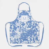 William Morris Koremblauw Bloemenkroon Monogram Schort (Voorkant)