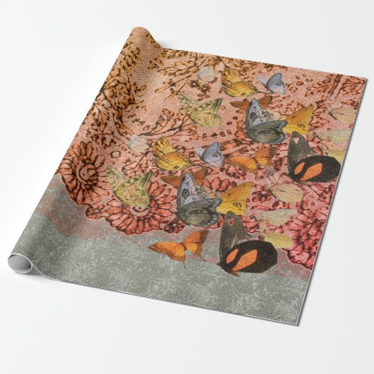 William Morris LACE en BUTTERFLIES Wrapppapier Cadeaupapier (Uitgerold)