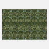 William Morris Large Green Leaves & Blue Flower Inpakpapier Vel (Voorkant 2)