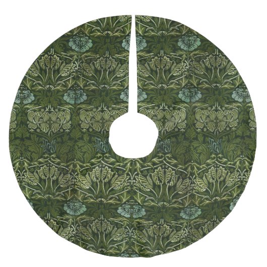William Morris Large Green Leaves & Blue Flower Kerstboom Rok (Voorkant)
