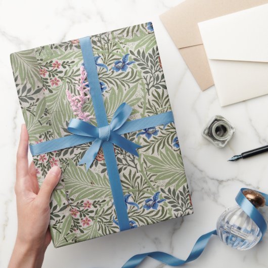 William Morris Larkspur Bloemblad Roze Groen Cadeaupapier (Geschenken)