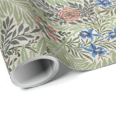 William Morris Larkspur Bloemblad Roze Groen Cadeaupapier (Rol Hoek)