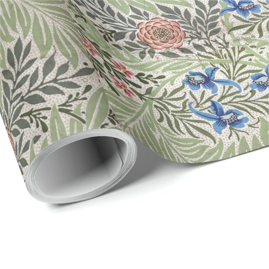 William Morris Larkspur Bloemblad Roze Groen Cadeaupapier (Rol Hoek)