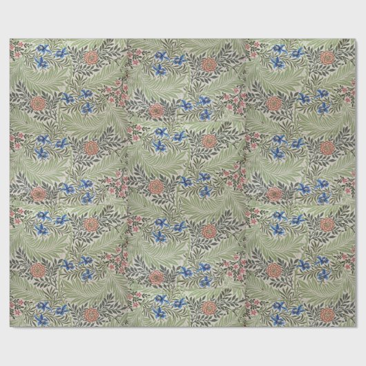 William Morris Larkspur Bloemblad Roze Groen Cadeaupapier (Vlak)