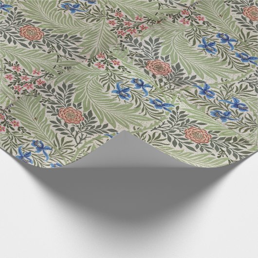 William Morris Larkspur Bloemblad Roze Groen Cadeaupapier (Hoek)