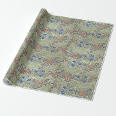 William Morris Larkspur Bloemblad Roze Groen Cadeaupapier (Uitgerold)