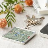 William Morris Larkspur Bloemen Groen Roze Blauw Sleutelhanger (Zijkant)