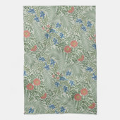 William Morris Larkspur Bloemen Groen Roze Blauw Theedoek (Verticaal)