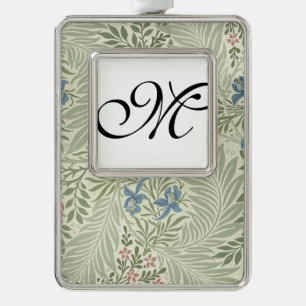 William Morris Larkspur Bloemenbehang Verzilverd Omlijst Ornament