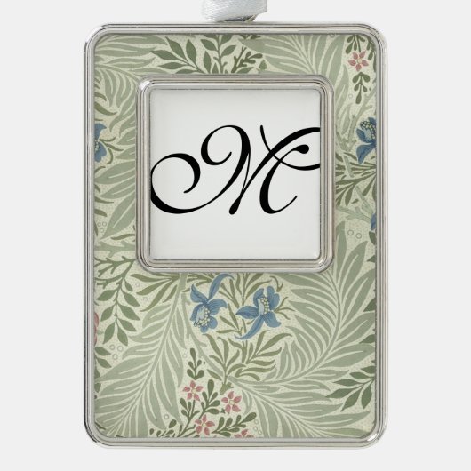 William Morris Larkspur Bloemenbehang Verzilverd Omlijst Ornament (Voorkant)