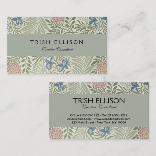 William Morris Larkspur Bloemenbehang Visitekaartje (Voorkant / Achterkant)