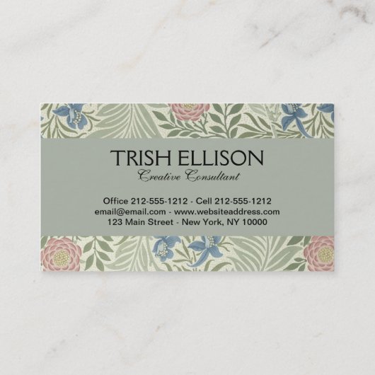 William Morris Larkspur Bloemenbehang Visitekaartje (Achterkant)