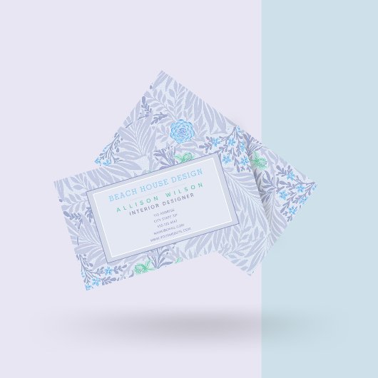 William Morris - Larkspur - Elegant Paarse Floral Visitekaartje