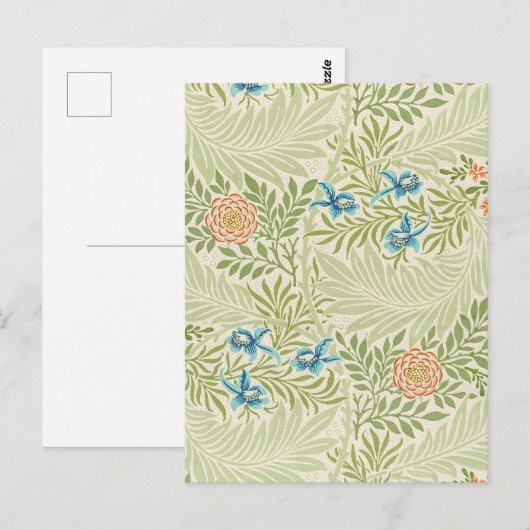 William Morris Larkspur Floral Pattern Briefkaart (Voorkant / Achterkant)