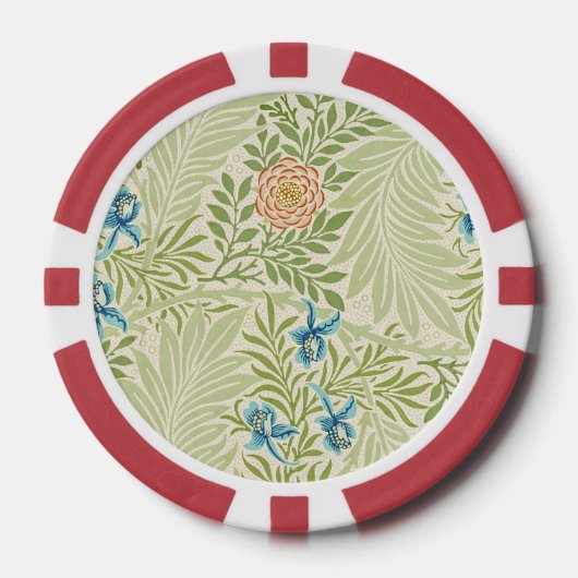 William Morris Larkspur Floral Pattern Poker Chips (Voorkant)