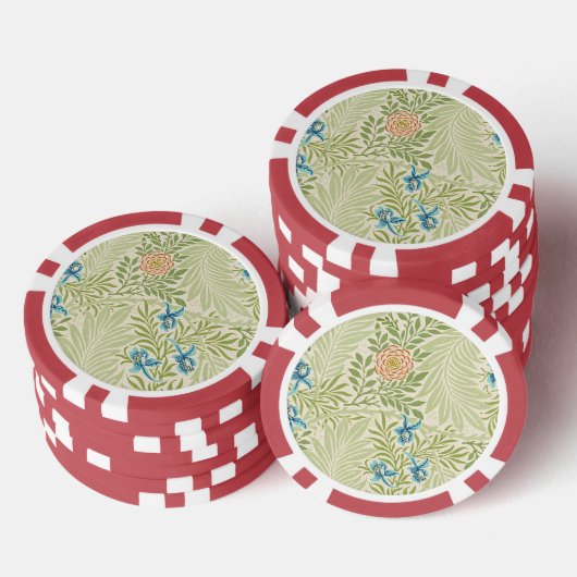 William Morris Larkspur Floral Pattern Poker Chips (Opstapeling)
