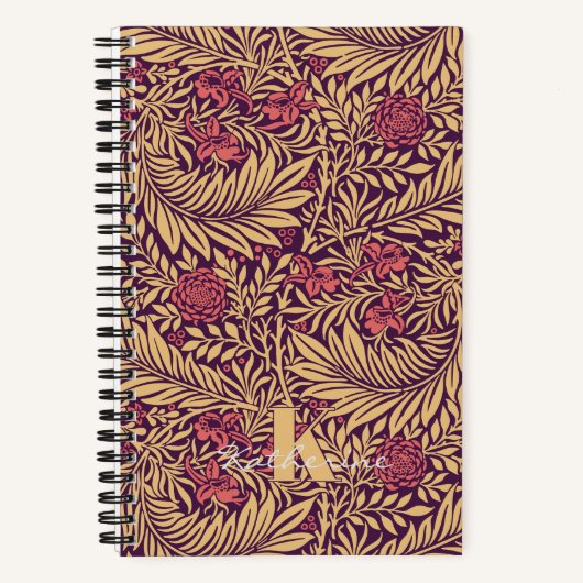  William Morris Larkspur Patroon Monogram Notitieboek (Voorkant)