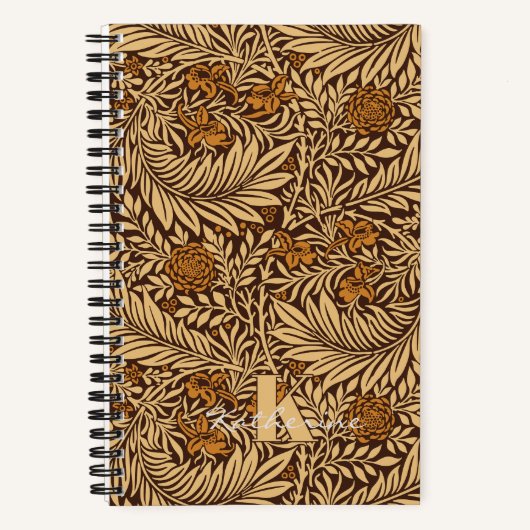 William Morris Larkspur Patroon Monogram Notitieboek (Voorkant)