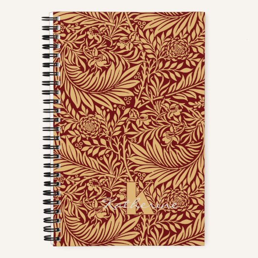  William Morris Larkspur Patroon Monogram Notitieboek (Voorkant)