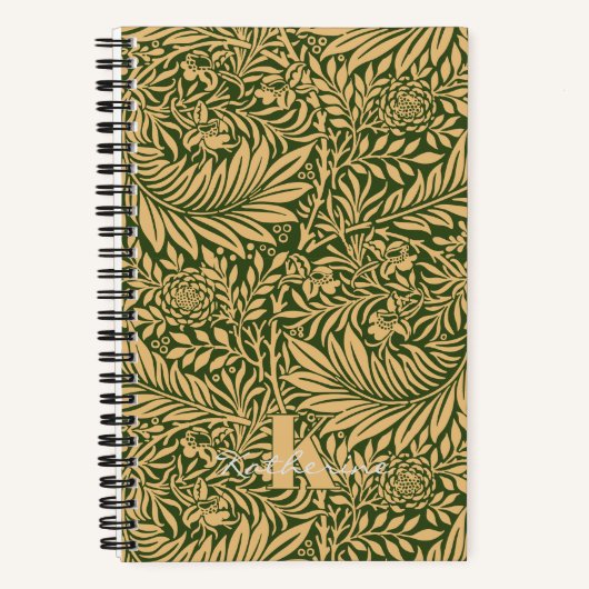 William Morris Larkspur Patroon Monogram Notitieboek (Voorkant)