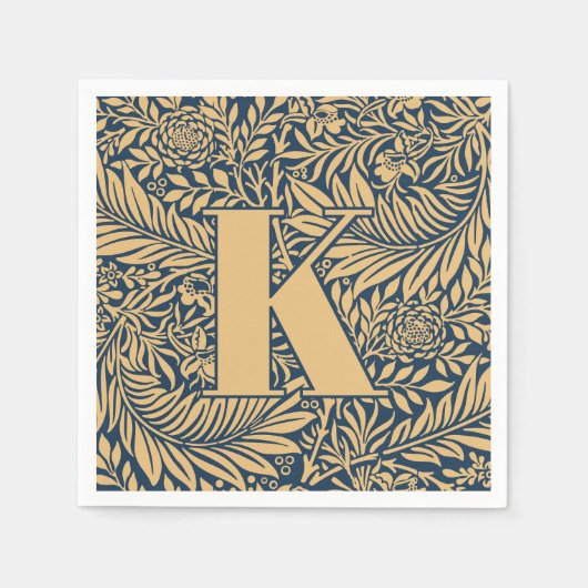 William Morris Larkspur Patroon Monogram Servet (Voorkant)