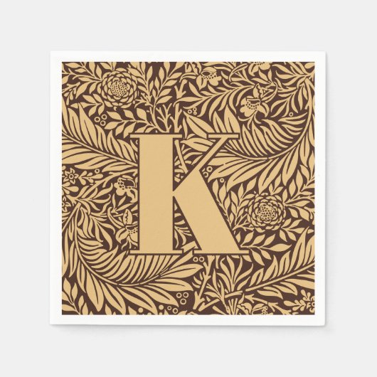  William Morris Larkspur Patroon Monogram Servet (Voorkant)