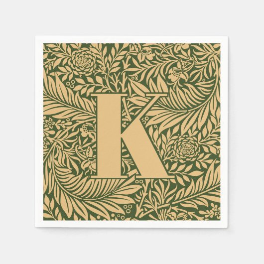 William Morris Larkspur Patroon Monogram Servet (Voorkant)