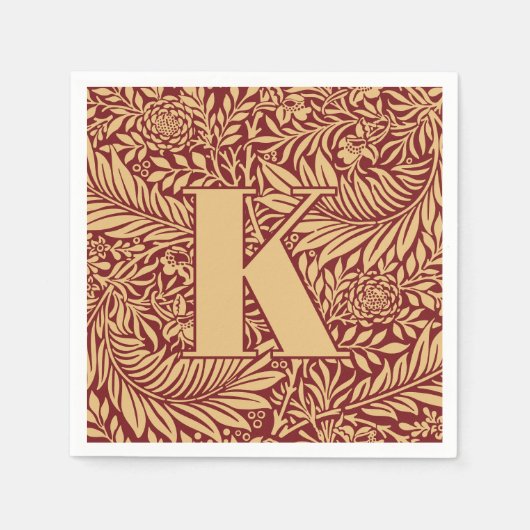 William Morris Larkspur Patroon Monogram Servet (Voorkant)