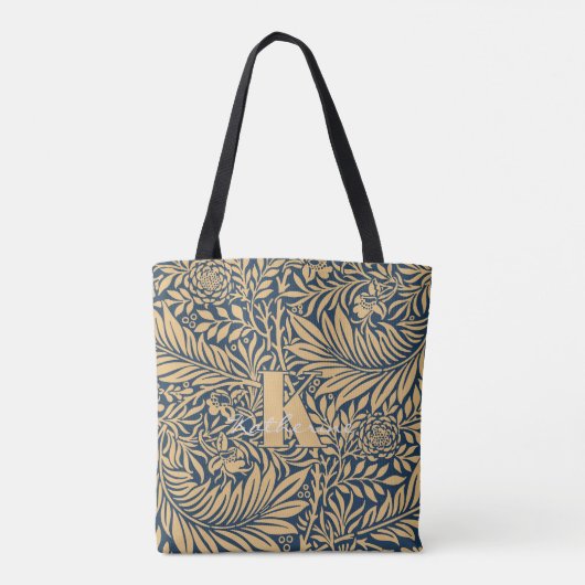 William Morris Larkspur Patroon Monogram Tote Bag (Achterkant)