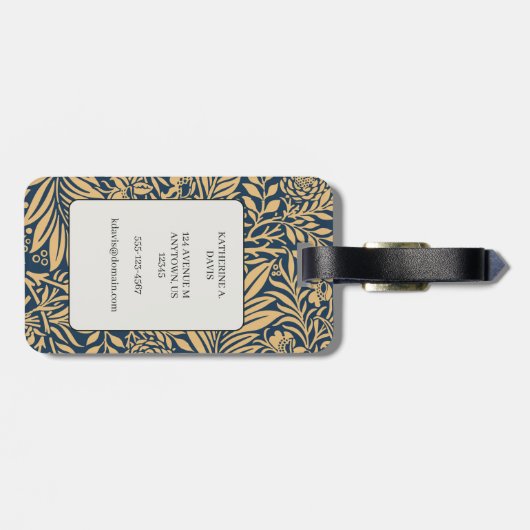 William Morris Larkspur Pattern Bagagelabel (Achterkant horizontaal)