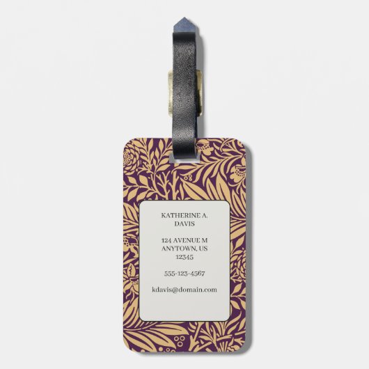 William Morris Larkspur Pattern Bagagelabel (Achterkant verticaal)