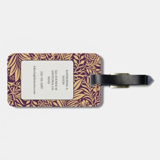 William Morris Larkspur Pattern Bagagelabel (Achterkant horizontaal)