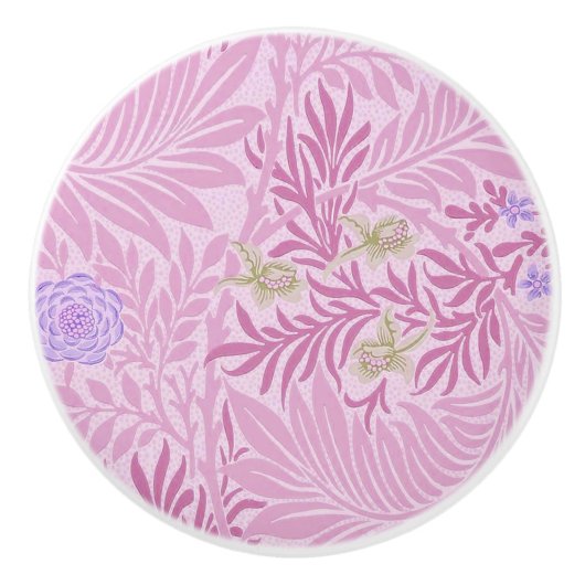 William Morris, Larkspur - Roze & Paarse Bloemen Keramische Knop (Voorkant)