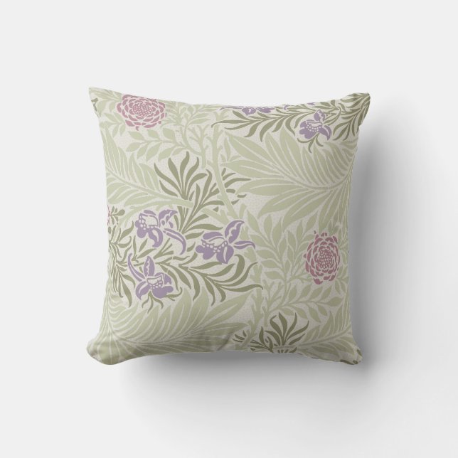 William Morris Lavender & Roze Larkspur Patroon Kussen (Voorkant)