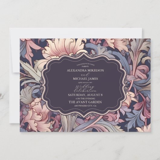 William Morris Lavender Wedding Kaart (Voorkant)