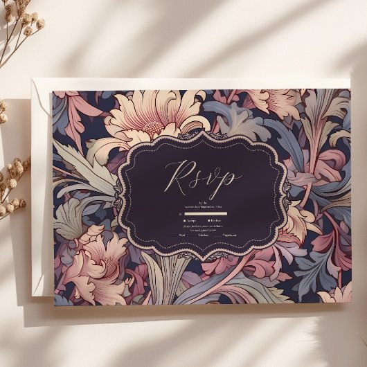  William Morris Lavender Wedding RSVP Kaartje